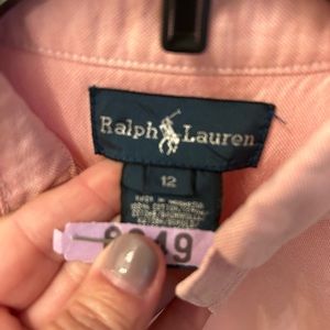 Polo long sleeve button up shirt- pink 12